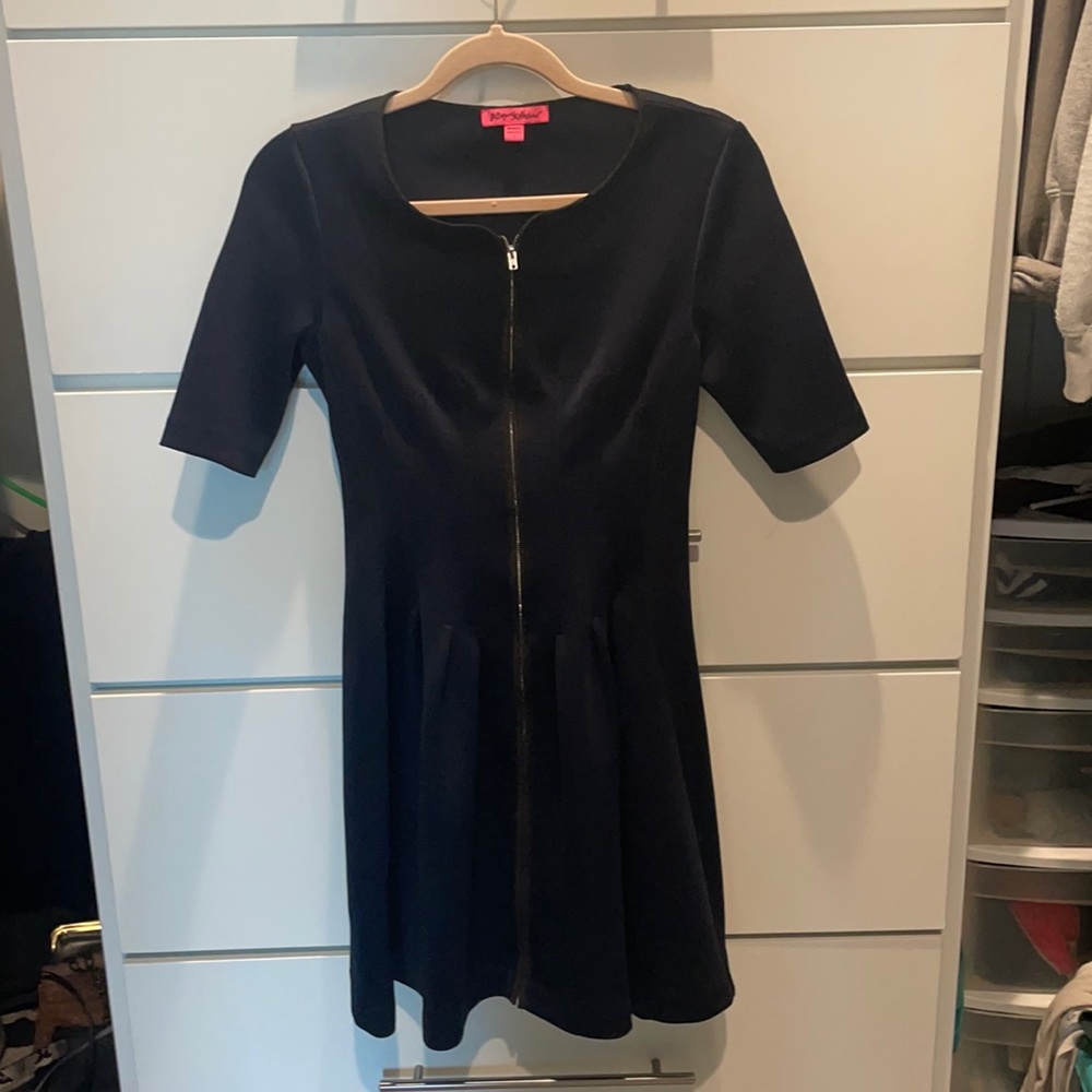 Navy Dress with Front Zipper